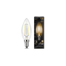 Лампа светодиодная филаментная Gauss E14 11W 2700К прозрачная 103801111
