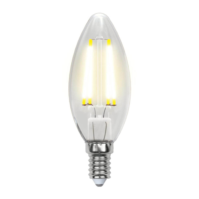 Лампа светодиодная филаментная (UL-00003250) Uniel E14 7,5W 3000K прозрачная LED-G45-7,5W/WW/E14/CL GLA01TR