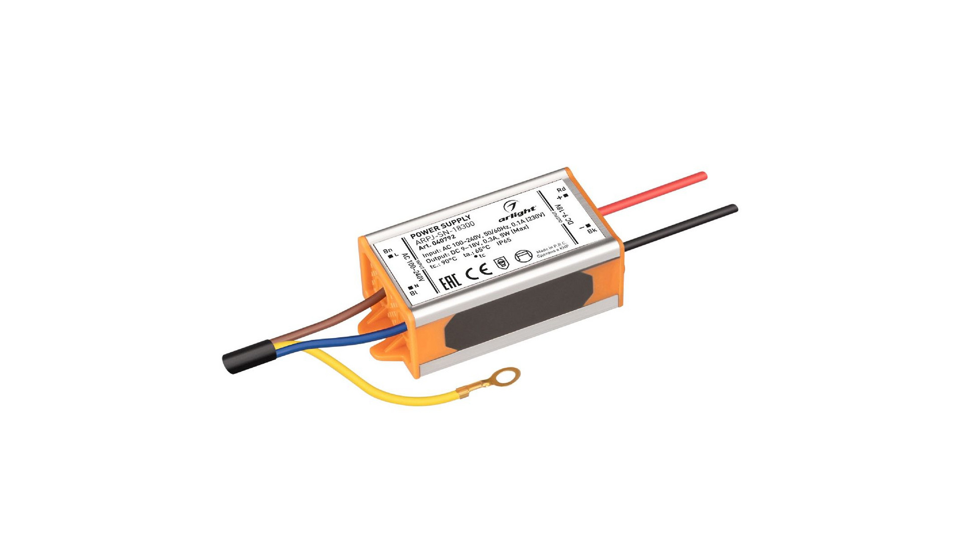 Блок питания Arlight ARPJ-SN-18300 (5W, 9-18V, 300mA, IP65) 040792