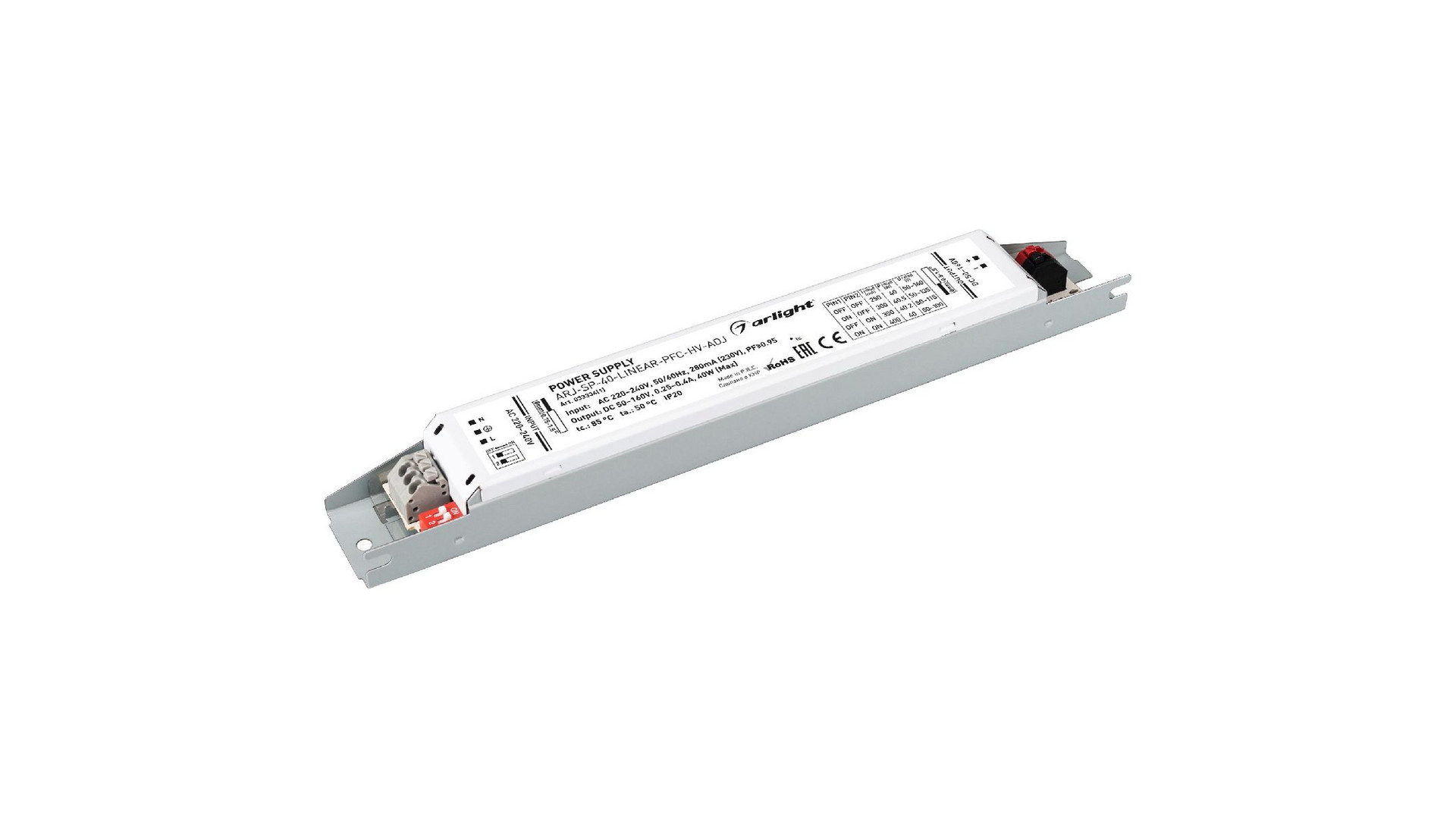 Блок питания Arlight ARJ-SP-40-LINEAR-PFC-HV-ADJ (40W, 50-160V, 0.25-0.4A, IP20) 033334(1)