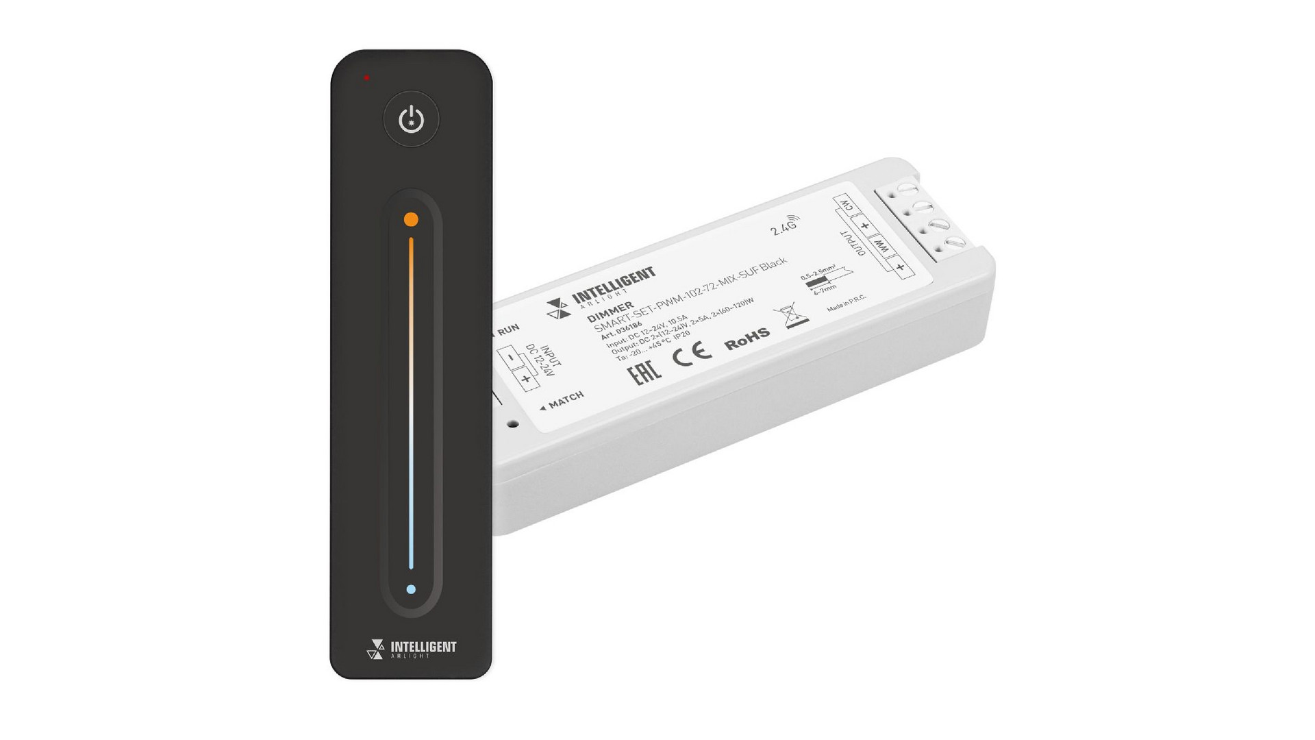 Диммер Arlight SMART-SET-PWM-102-72-MIX-SUF Black (12-24V, 2x5A, ПДУ LINE, 2.4G) 036186