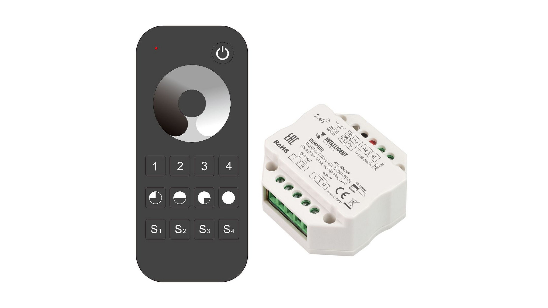 Диммер Arlight SMART-SET-TRIAC-601-72-DIM-PD-IN Black (230V, 1x1.5A, x4, ПДУ 10кн, 2.4G) 036199