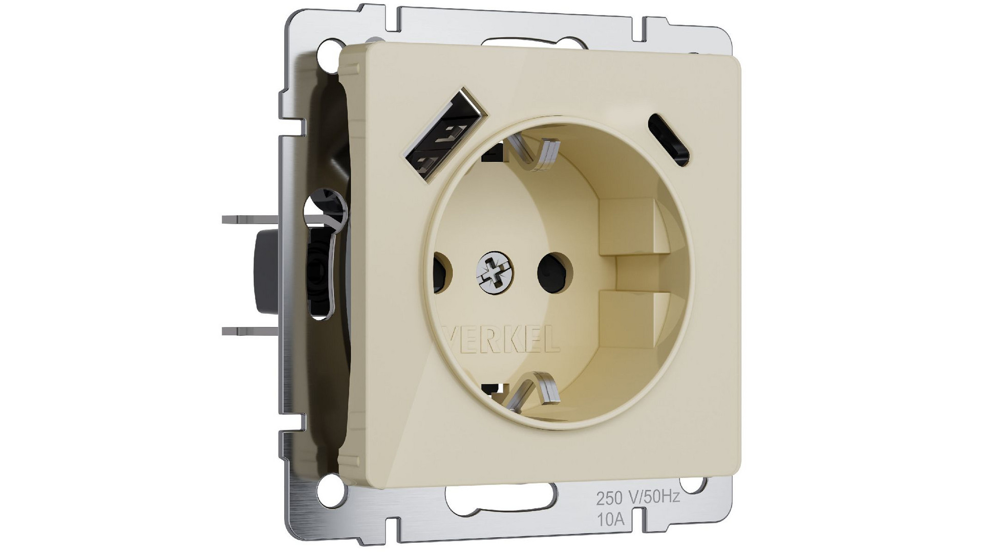 Розетка с заземлением, шторками и USB тип A+C Werkel 4690389197833 W1171743 a064131