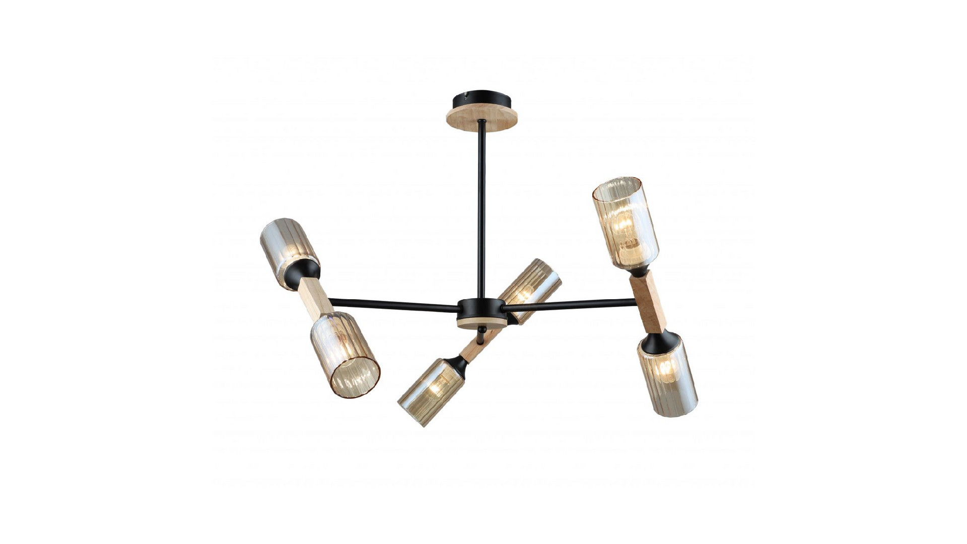Люстра на штанге IMEX MD.5495-6-S-BK+WOOD