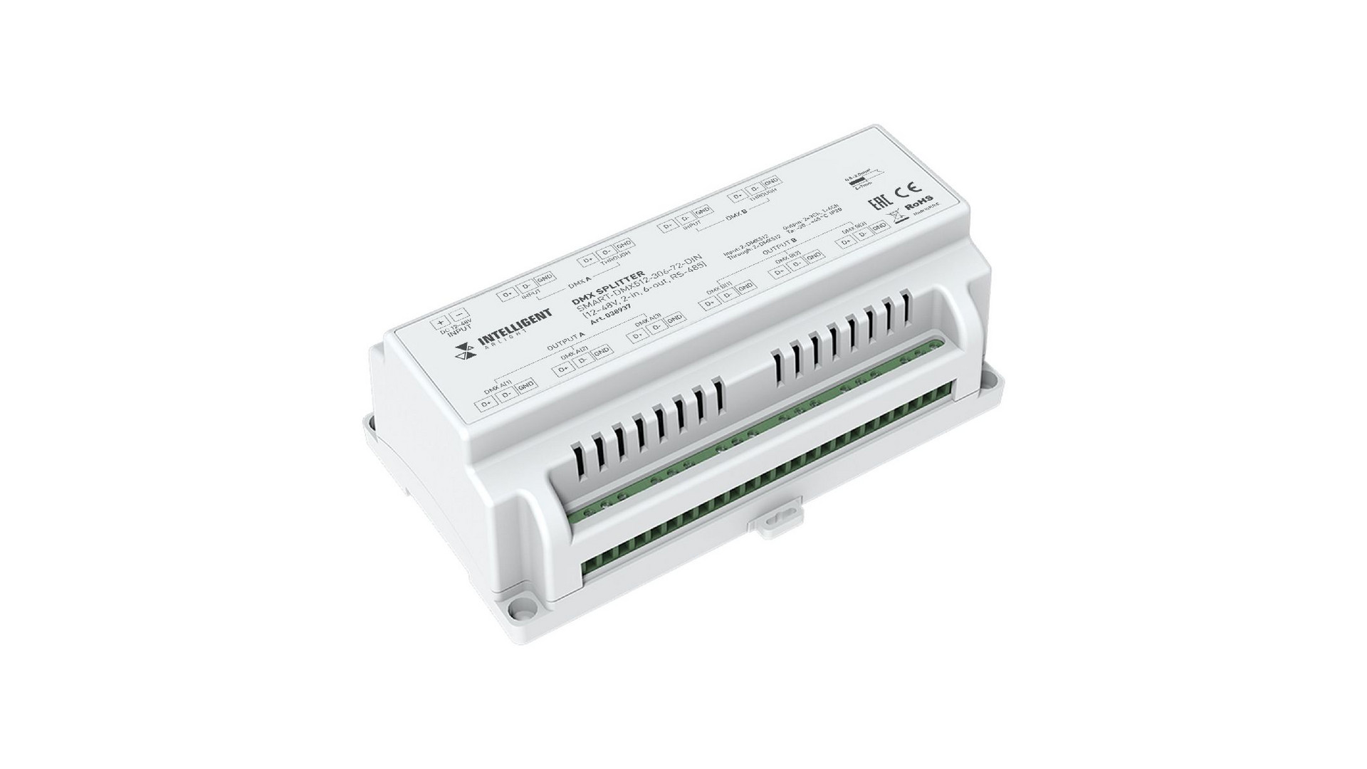 Сплиттер Arlight SMART-DMX512-306-72-DIN (12-48V, 2-in, 6-out, RS-485) 038937