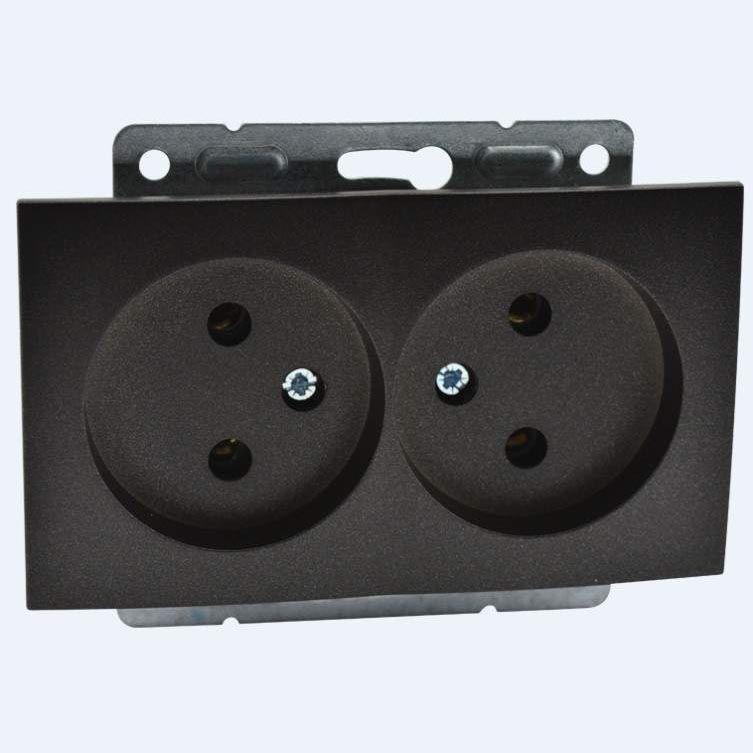 Розетка двойная без земли Mono Electric Despina-Larissa 16А 250В графит 500-002005-121