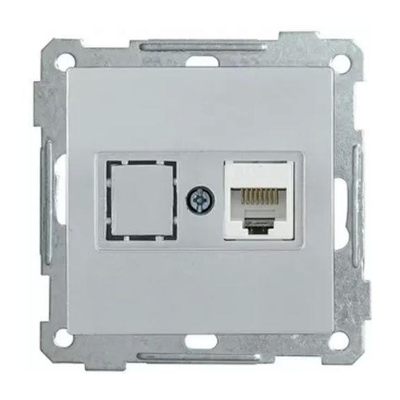 Розетка телефонная Rj45 Cat3 Mono Electric Despina-Larissa серебро 500-002125-124