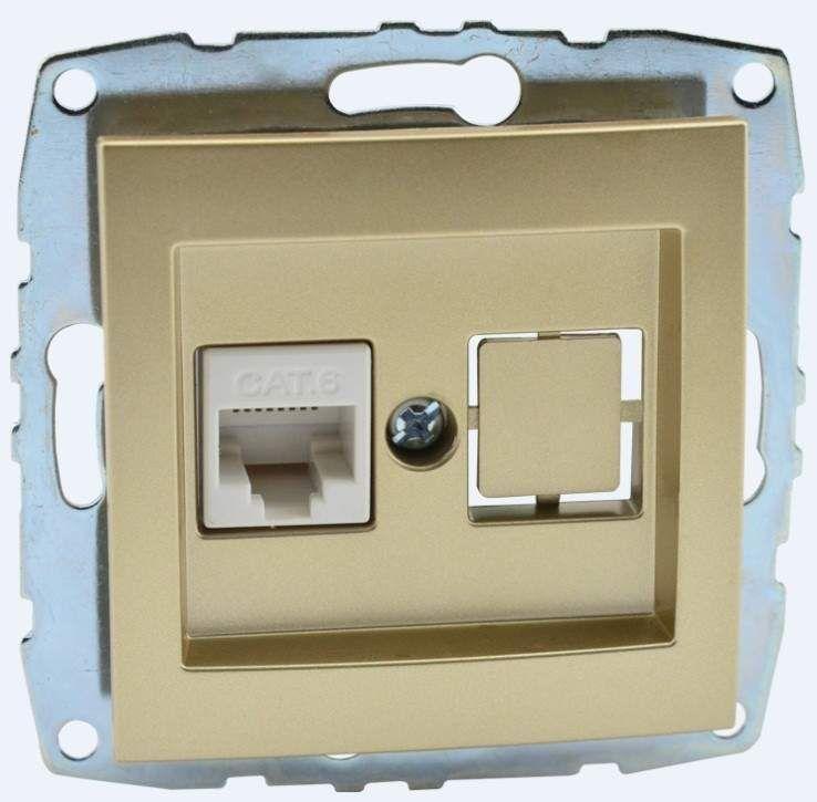 Розетка компьютерная Rj45 Cat6 Mono Electric Despina-Larissa титан 500-002205-125