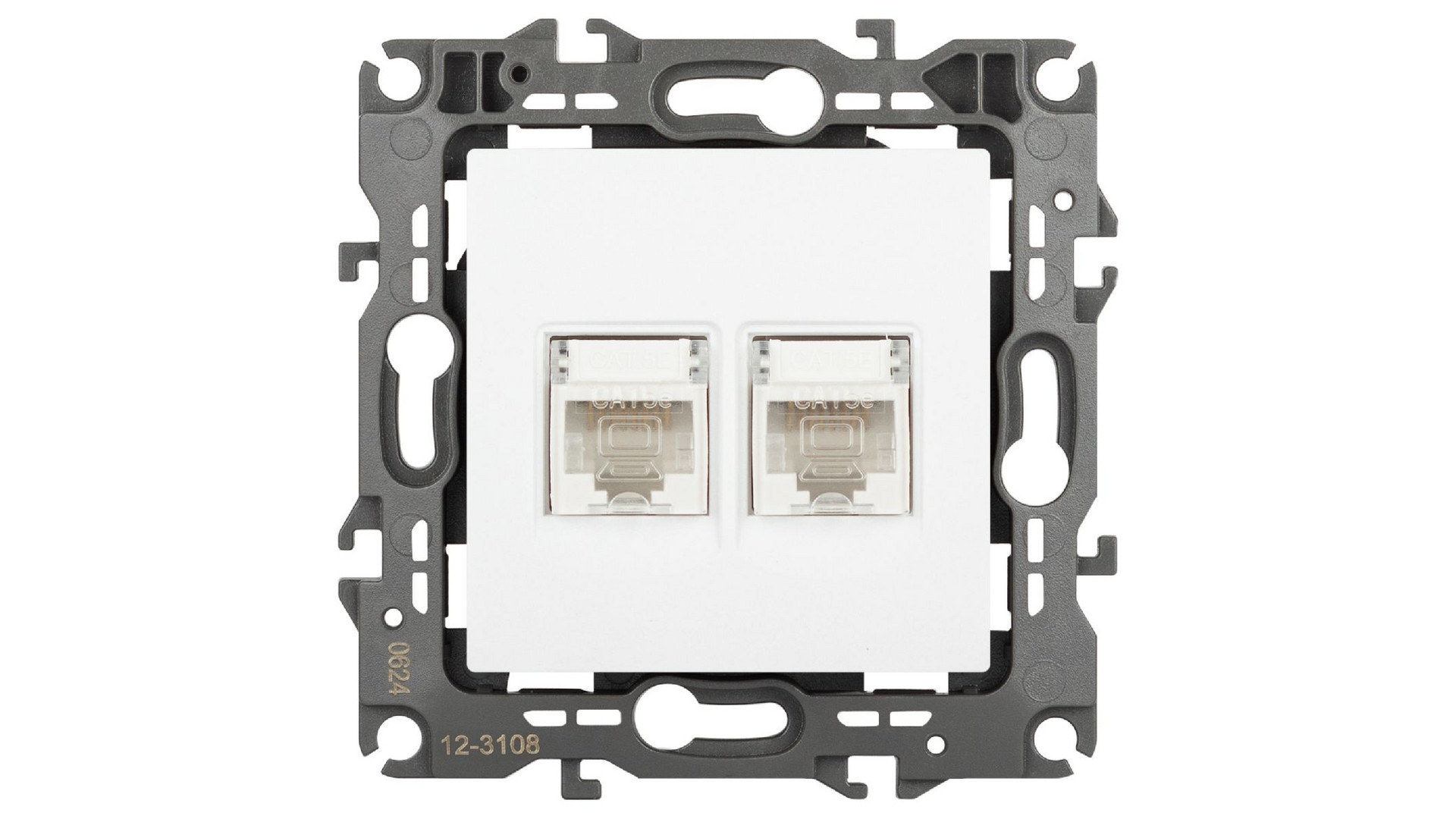 Розетка компьютерная двойная RJ45 Эра 12-3108-01М Б0065686