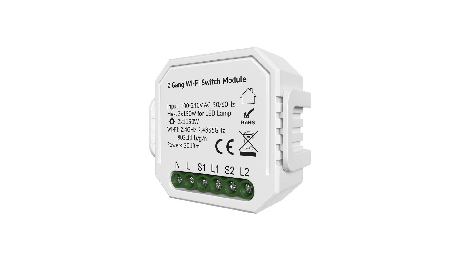 Двухканальное Wi-Fi реле-выключатель Denkirs Relay RL1002-SM/1