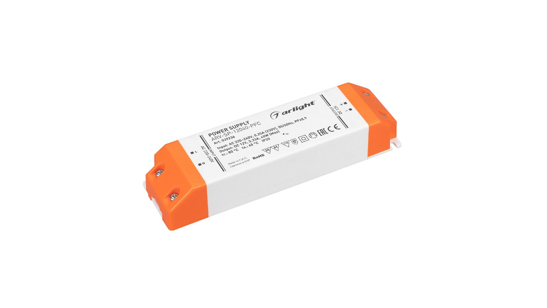 Блок питания Arlight ARV-SP-12040-PFC (12V, 3.33A, 40W) 039236