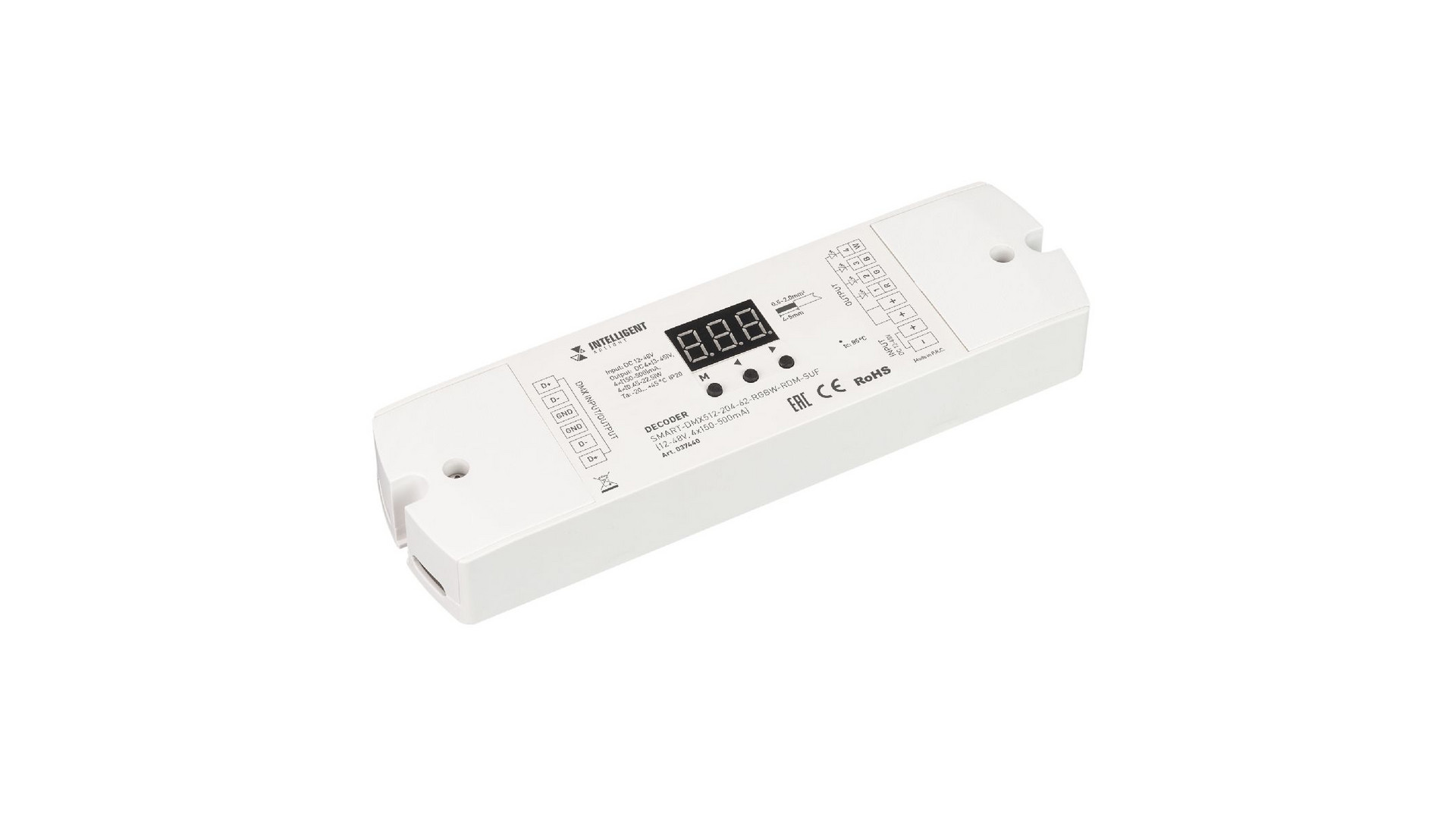 Декодер Arlight SMART-DMX512-204-62-RGBW-RDM-SUF (12-48V, 4x150-500mA) 037440