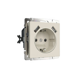 Розетка с заземлением, шторками и USBх2 Werkel 4690389192005 W1171562 a062426