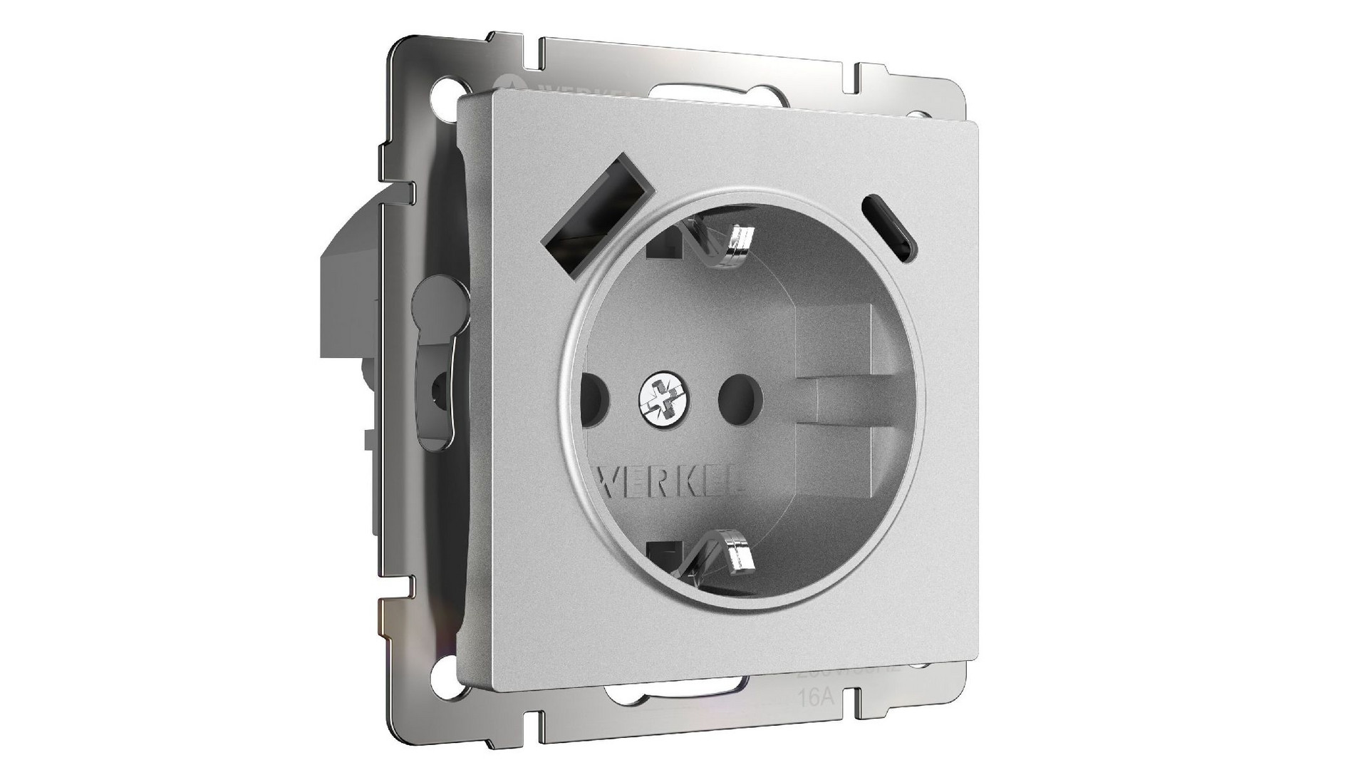 Розетка с заземлением, шторками и USB тип A+C Werkel W1171765 4690389195600 a063618