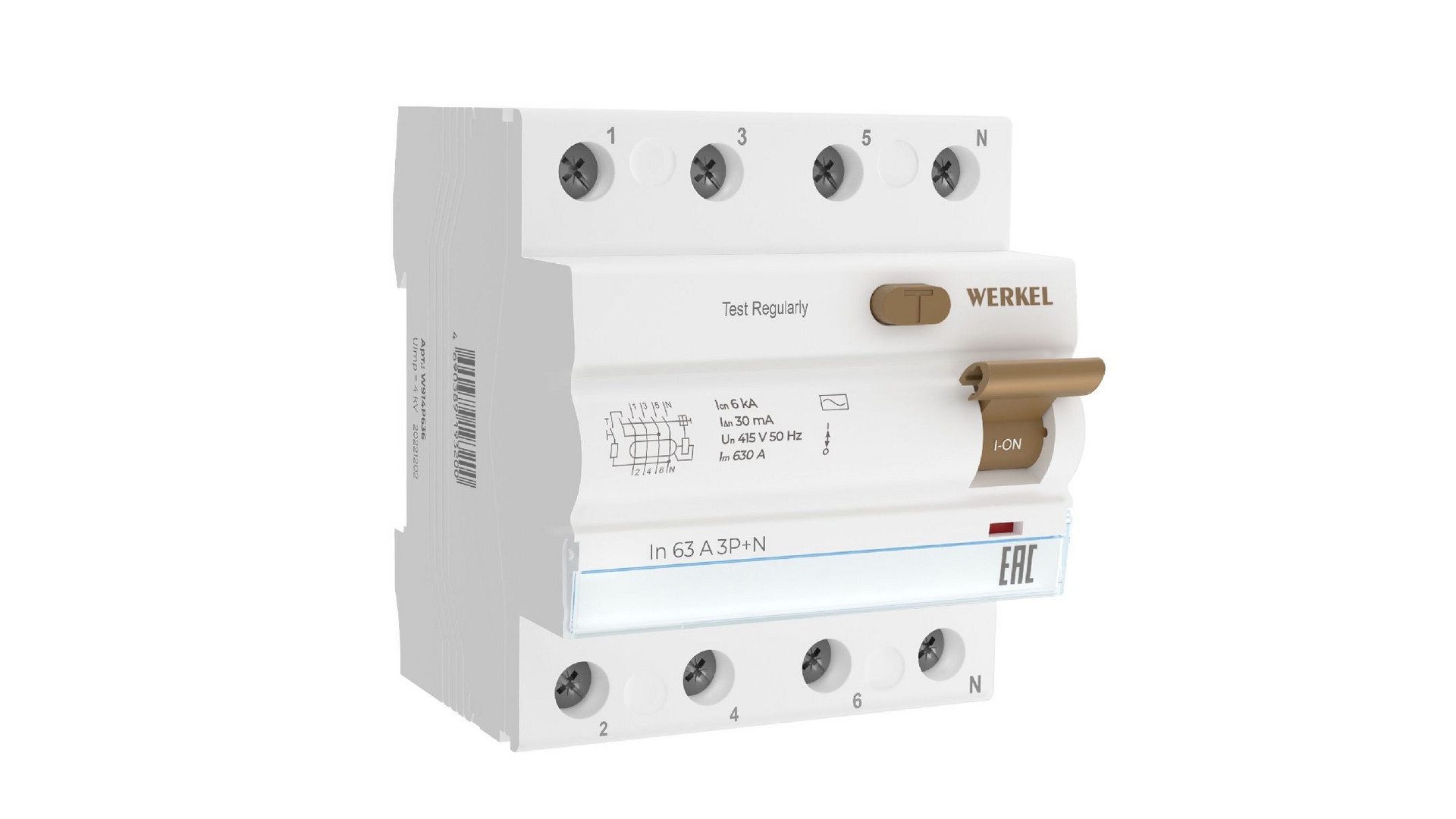 Устройство защитного отключения 3P+N 63 A 30m А АС 6 kА Werkel W914P636 4690389193200 a062566