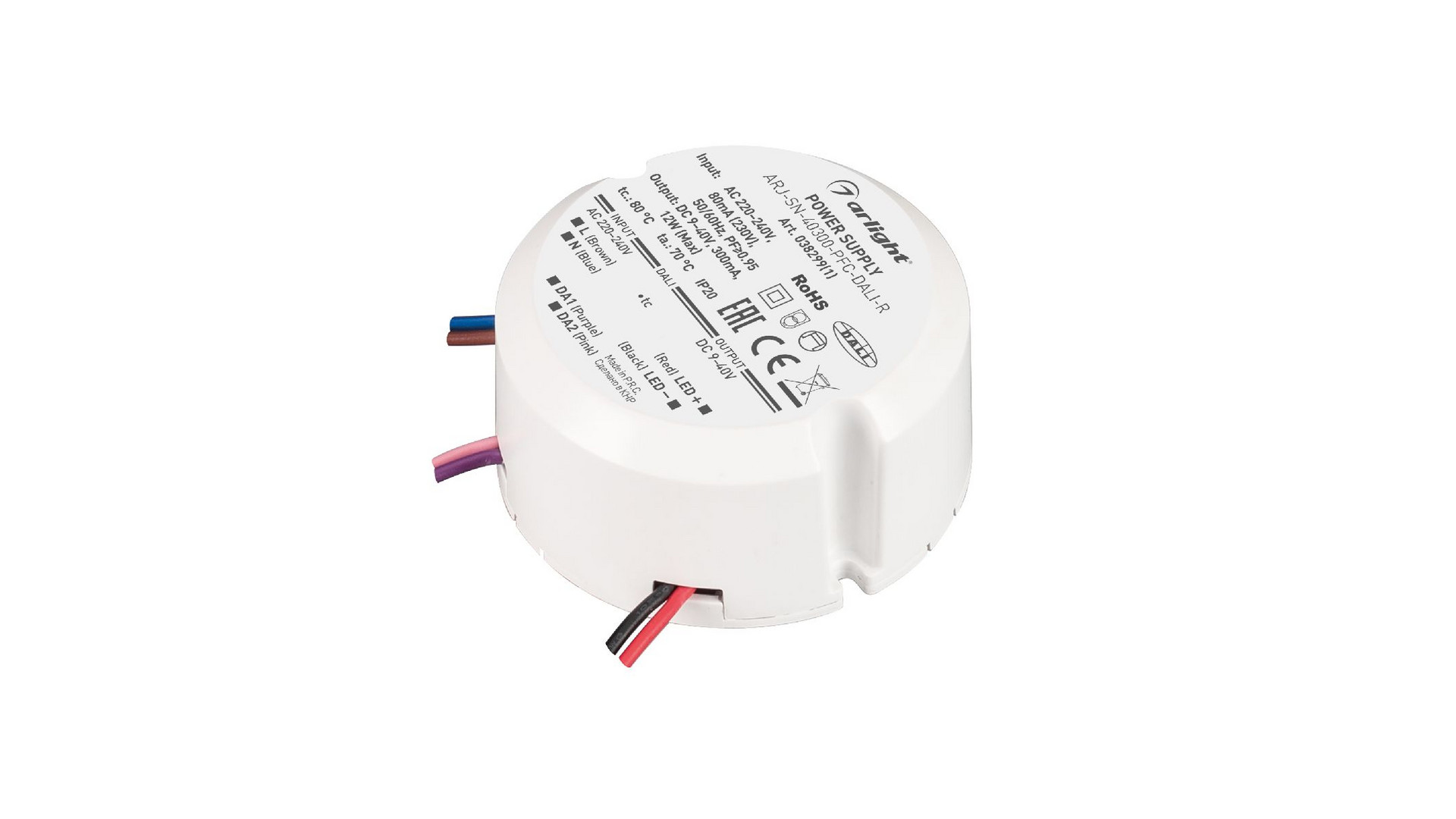 Блок питания Arlight ARJ-SN-40300-PFC-DALI-R (12W, 9-40V, 0.3A) 038299(1)