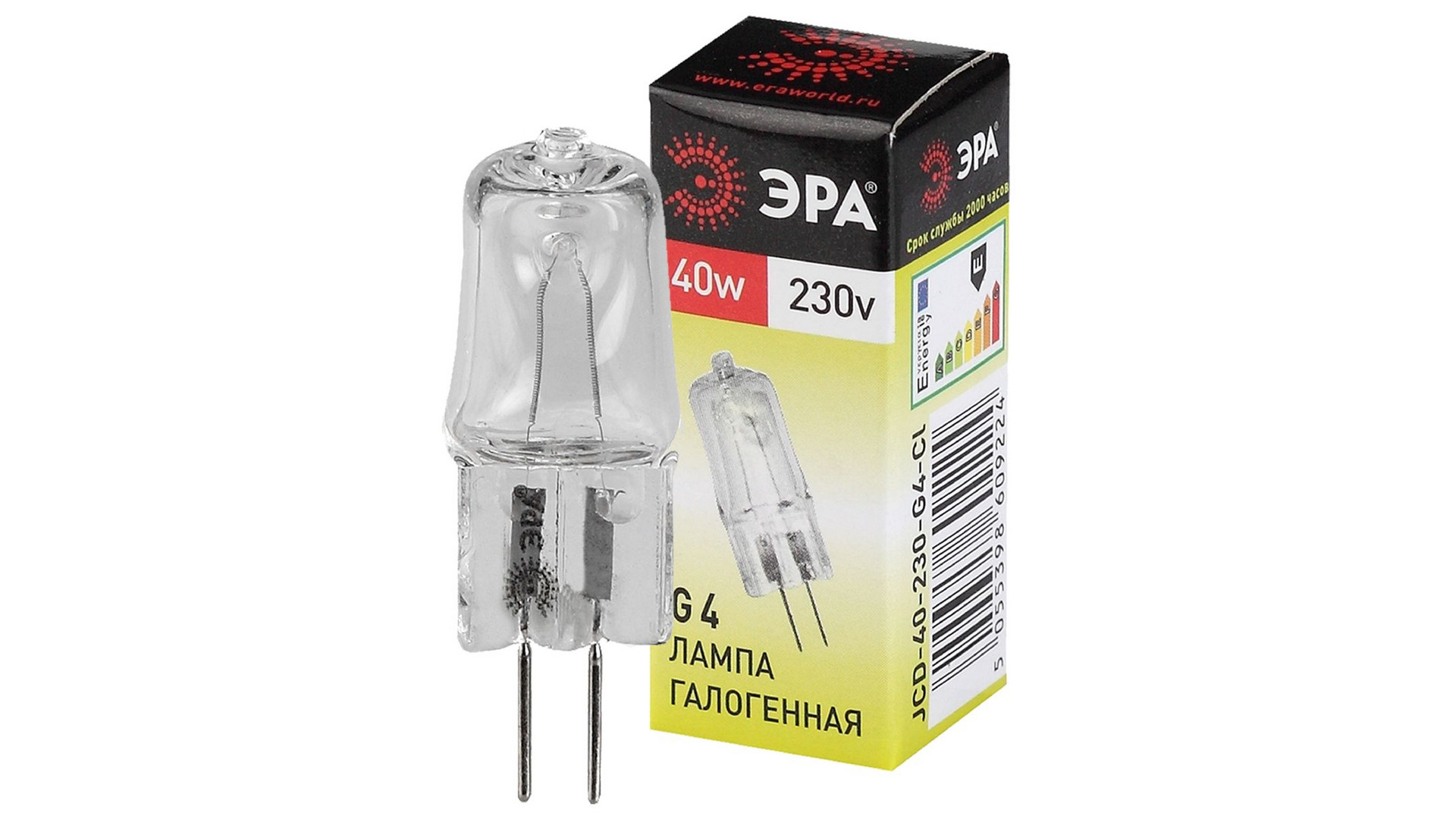Лампа галогенная Эра G4 40W 3000K G4-JCD-40W-230V-CL C0039280
