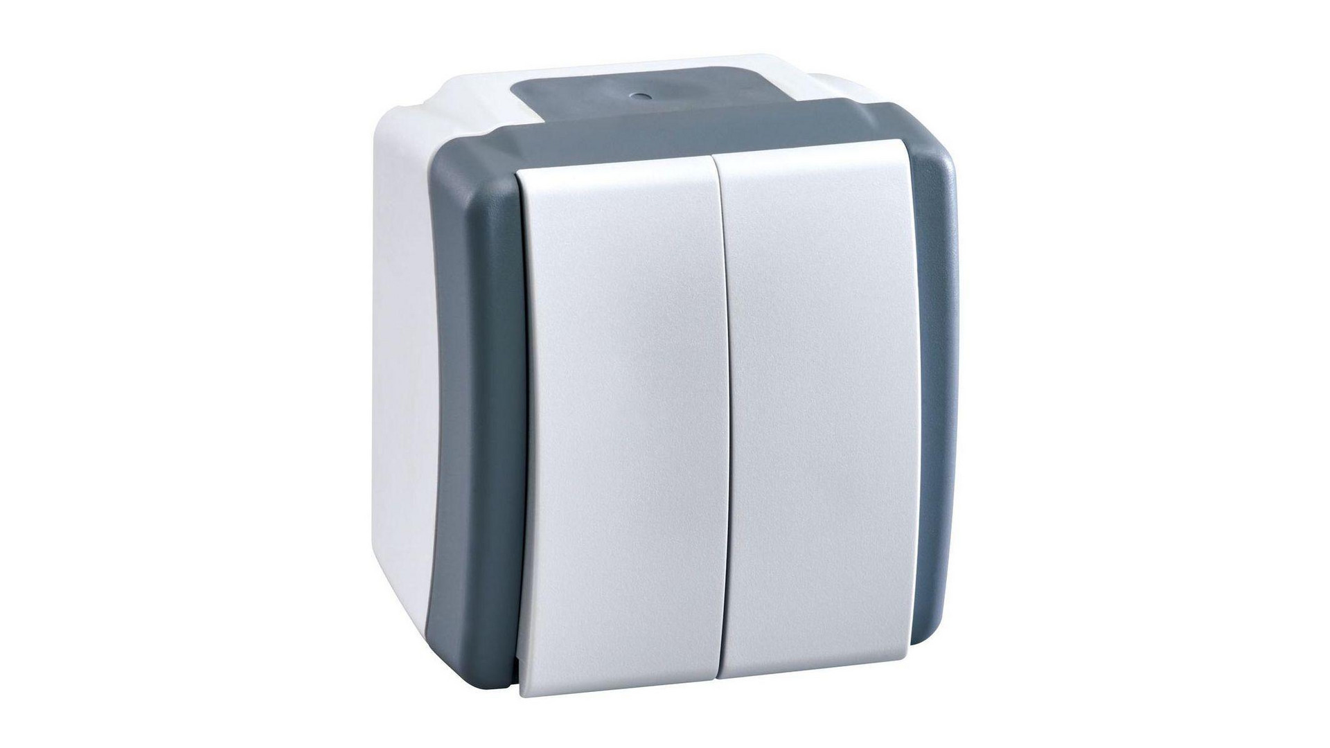 Выключатель двухклавишный Mono Electric Octans IP54 10А 250В бело-серый 154-020001-102