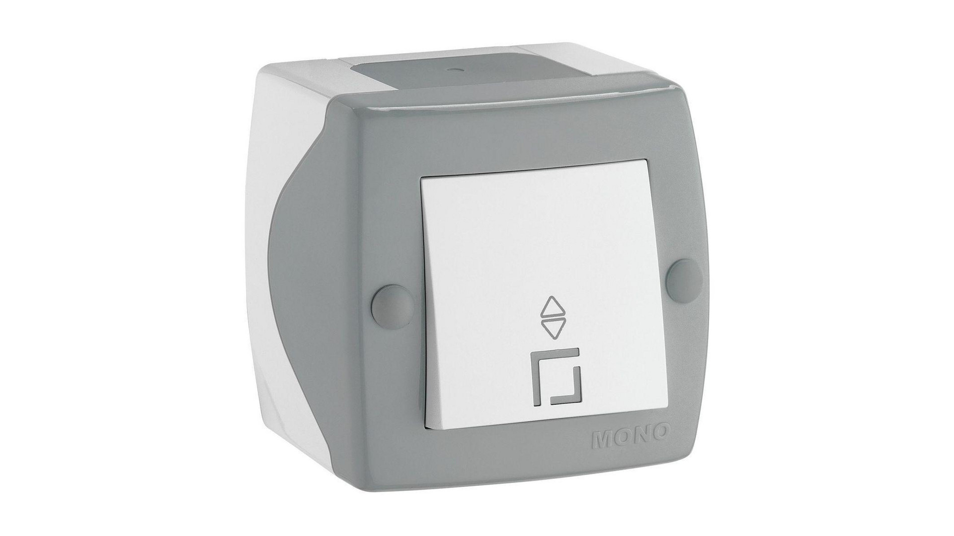 Выключатель одноклавишный проходной Mono Electric Octans IP20 10А 250В бело-серый 104-020001-109
