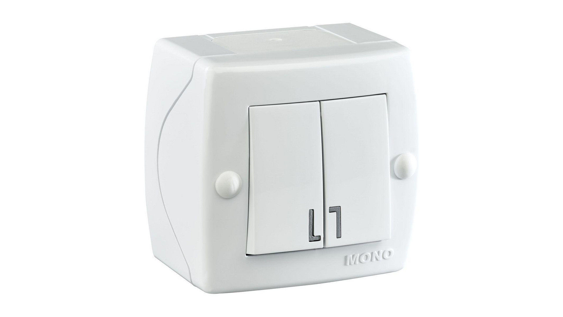 Выключатель двухклавишный Mono Electric Octans IP20 10А 250В белый 104-010101-102