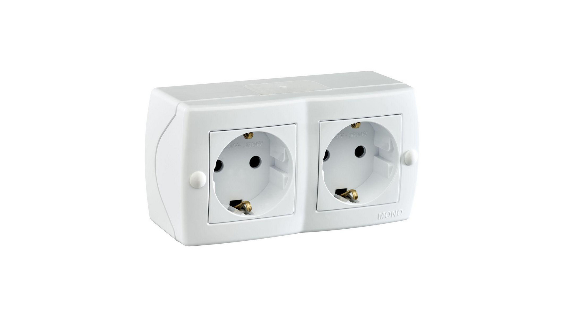 Розетка на 2 поста с заземлением Mono Electric Octans IP20 16А 250В белый 104-010107-120