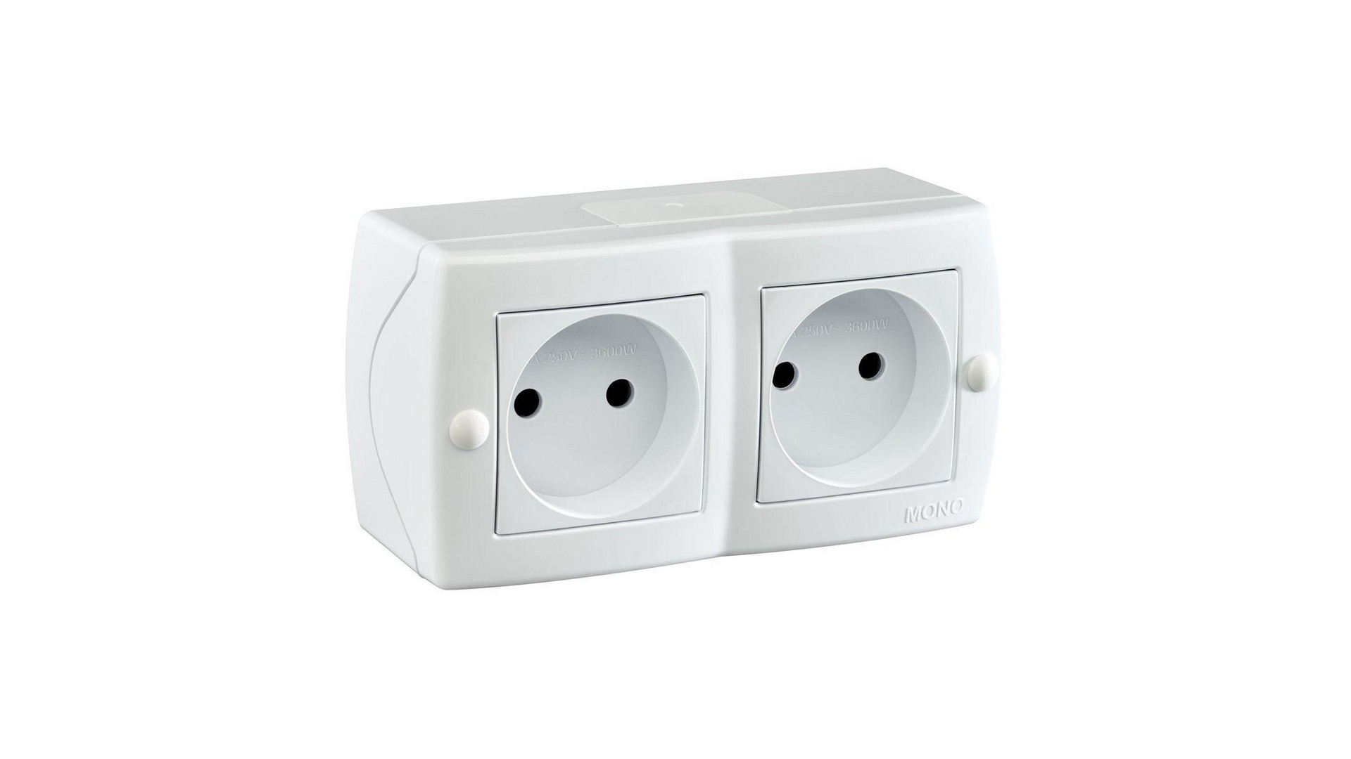 Розетка на 2 поста без заземления Mono Electric Octans IP20 16А 250В белый 104-010106-121