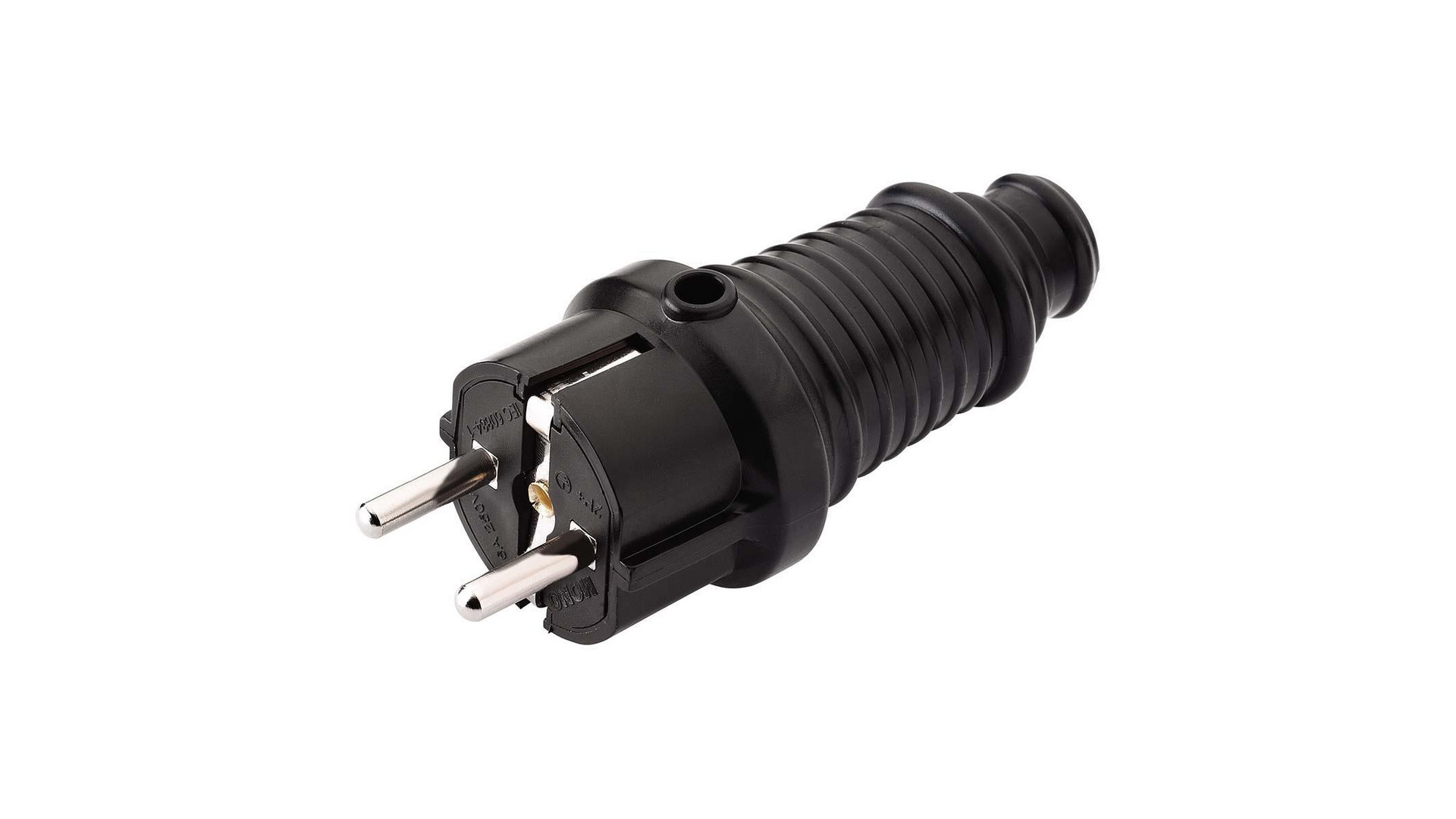 Вилка каучуковая с заземлением Mono Electric черный 170-010102-805