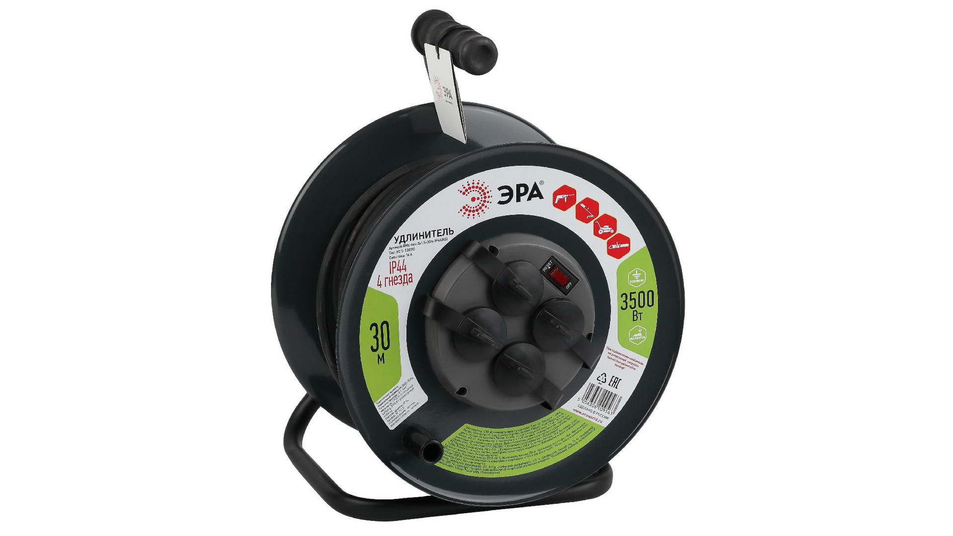 Удлинитель силовой Эра RMx-4es-3x1.5-30m-IP44(KG) Б0046844