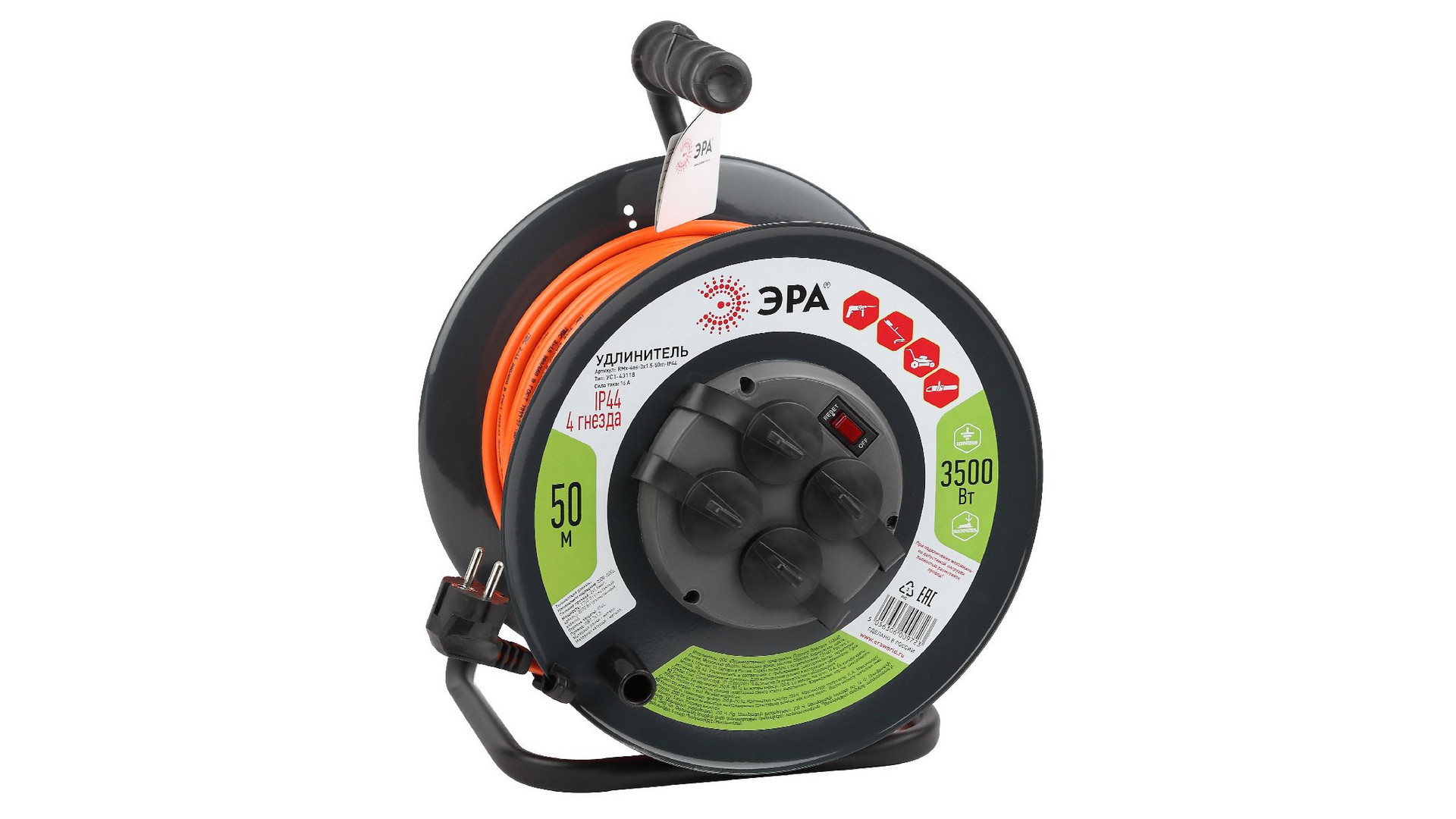 Удлинитель силовой Эра RMx-4es-3x1.5-50m-IP44 Б0046852