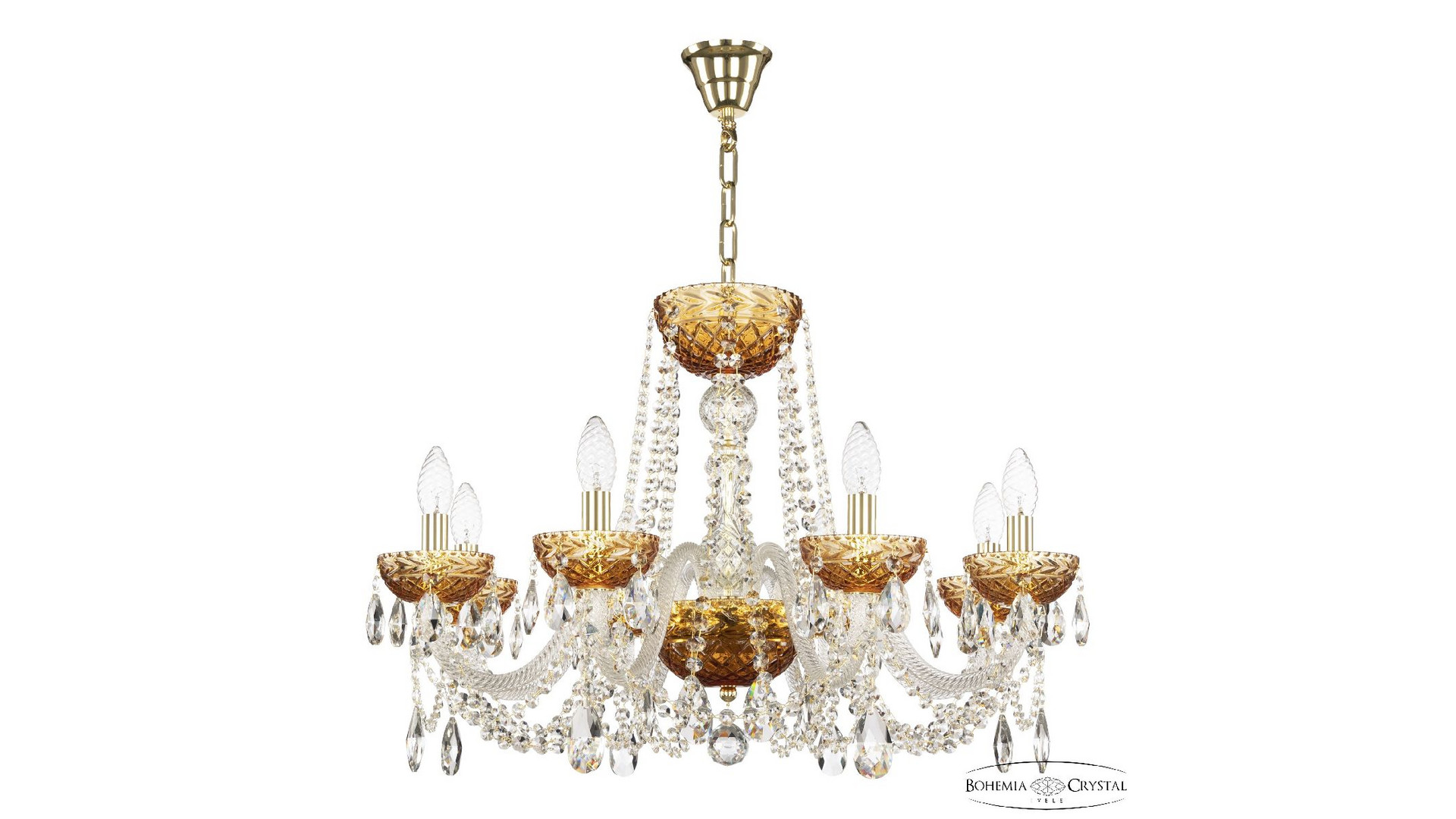 Подвесная люстра Bohemia Ivele Crystal 5402/8/240 G Amber/M-1F