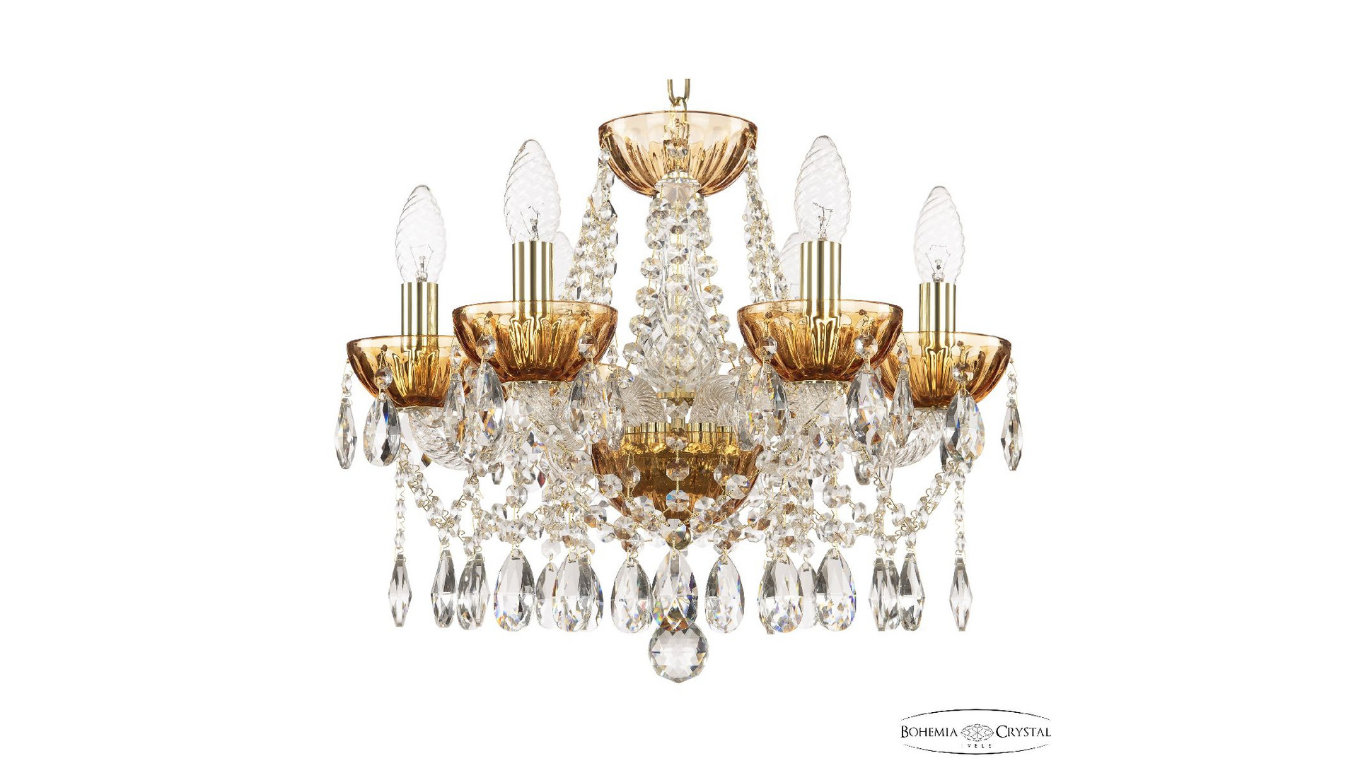 Подвесная люстра Bohemia Ivele Crystal 5413/6/141 G Amber/M-1H