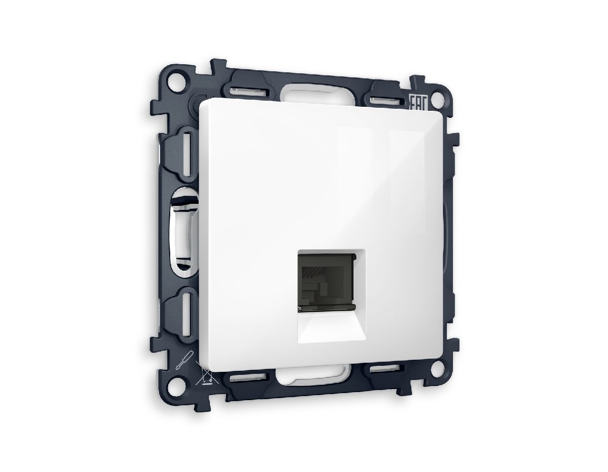 Комплект механизма телефонной розетки RJ-11(4P4C) со шторкой Ambrella Volt Alfa MA112030