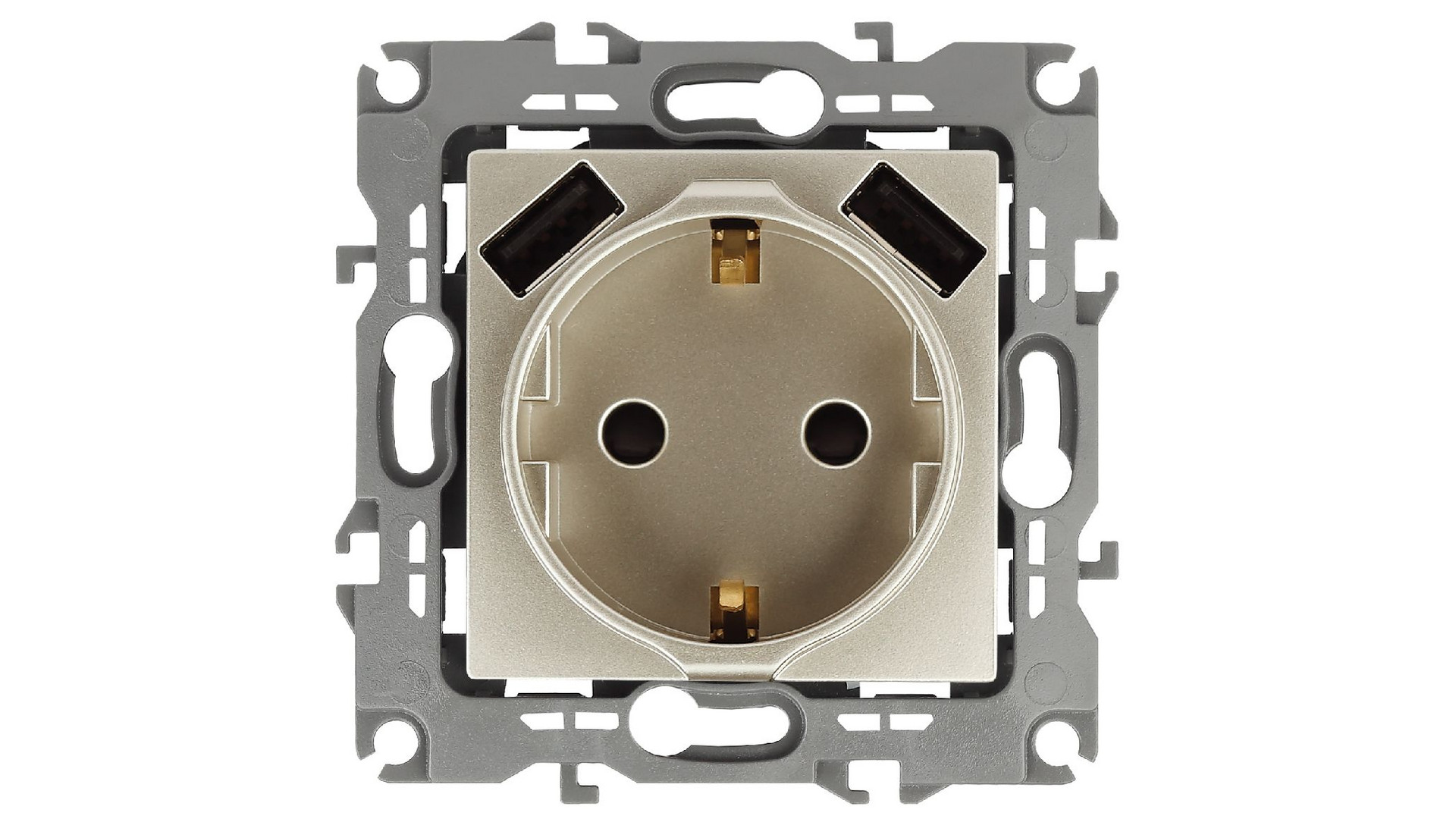 Розетка 2P+E со шторками и 2xUSB Эра 12-4109-04 Б0047843