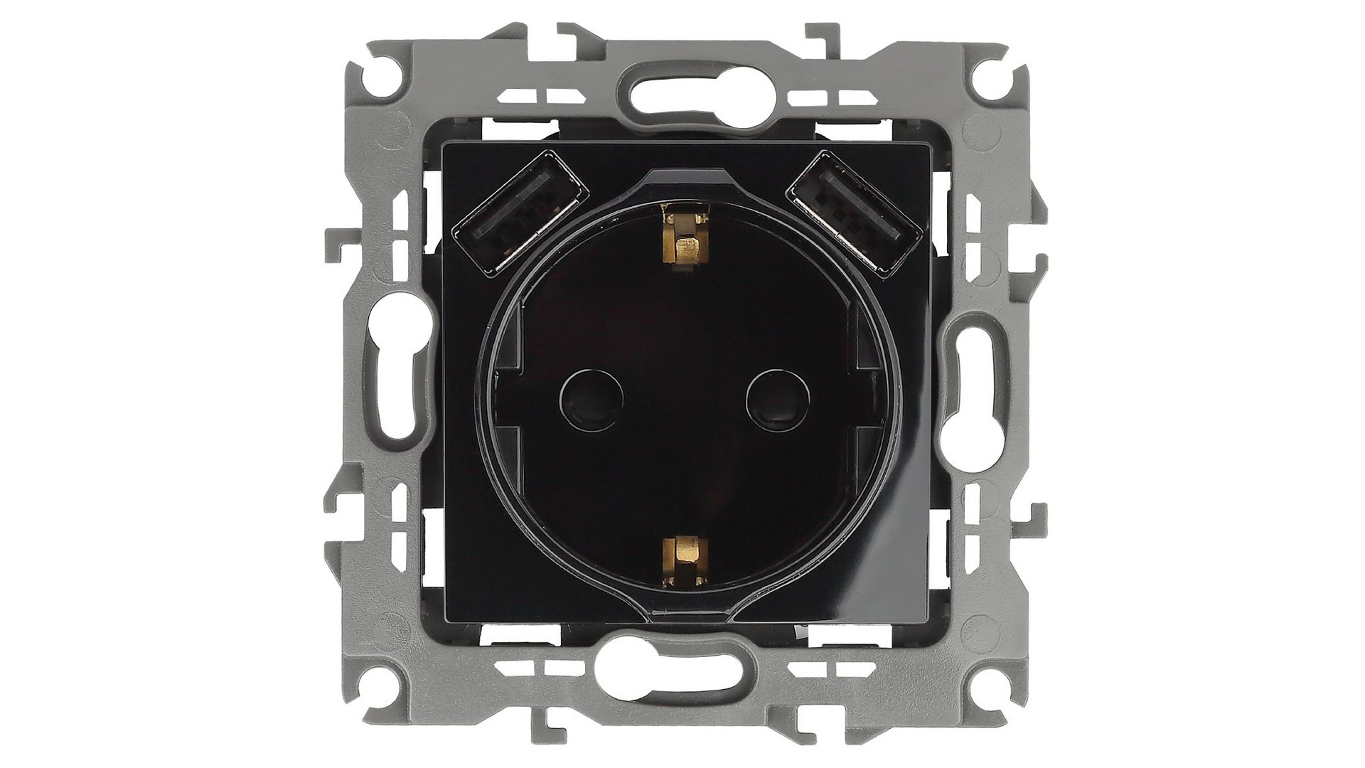 Розетка 2P+E со шторками и 2xUSB Эра 12-4109-06 Б0047845
