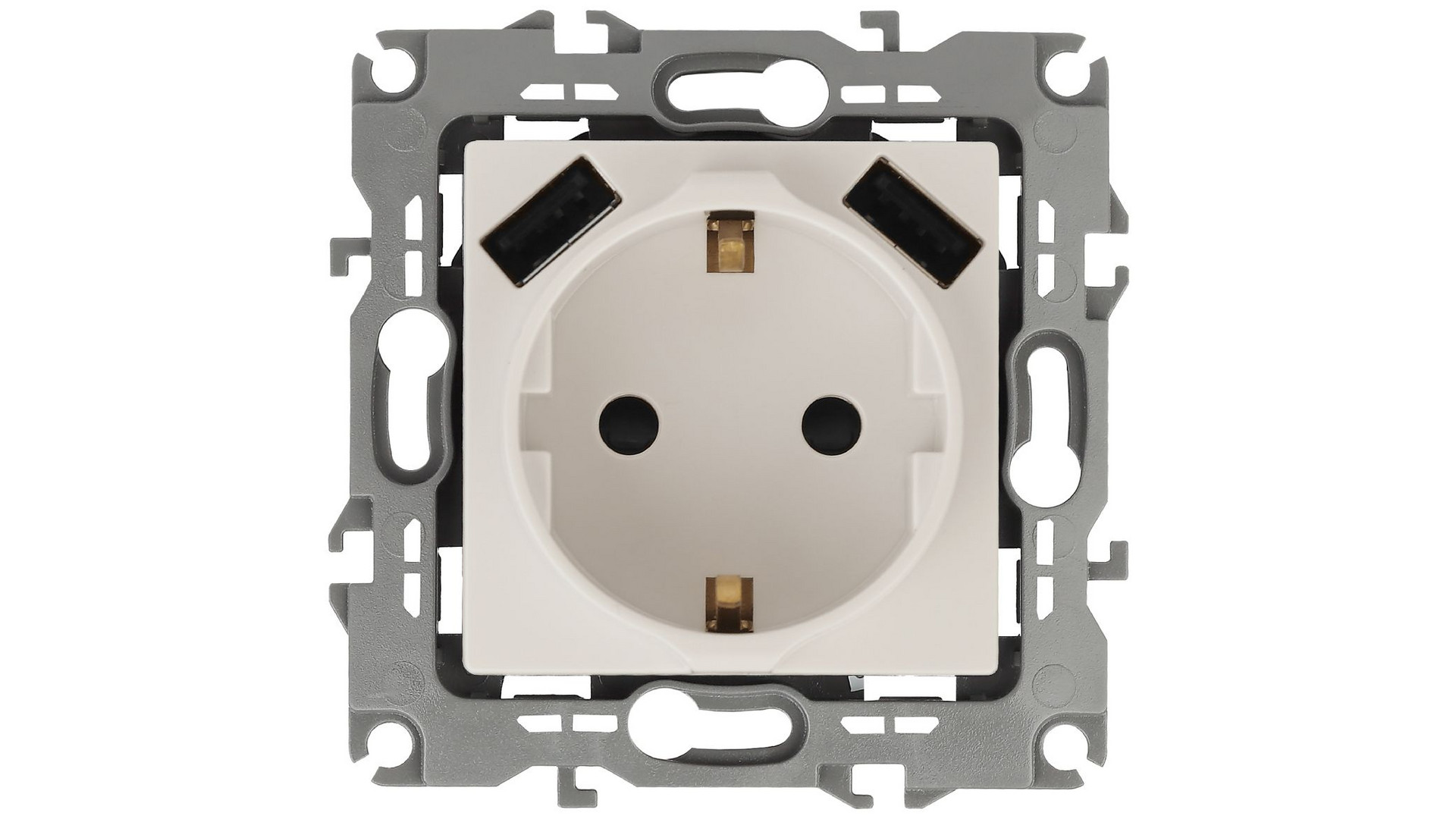 Розетка 2P+E со шторками и 2xUSB Эра 14-4109-02 Б0047868