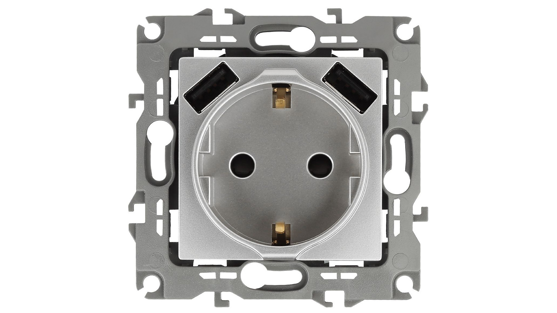 Розетка 2P+E со шторками и 2xUSB Эра 14-4109-03 Б0047869
