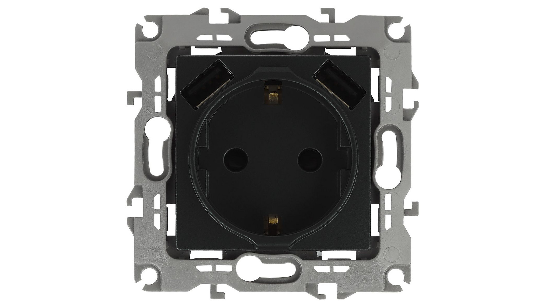 Розетка 2P+E со шторками и 2xUSB Эра 14-4109-05 Б0047871