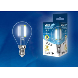 Лампа светодиодная филаментная (UL-00002870) Uniel E14 5W 4000K LED-G45-5W/NW/E14/CL/DIM GLA01TR