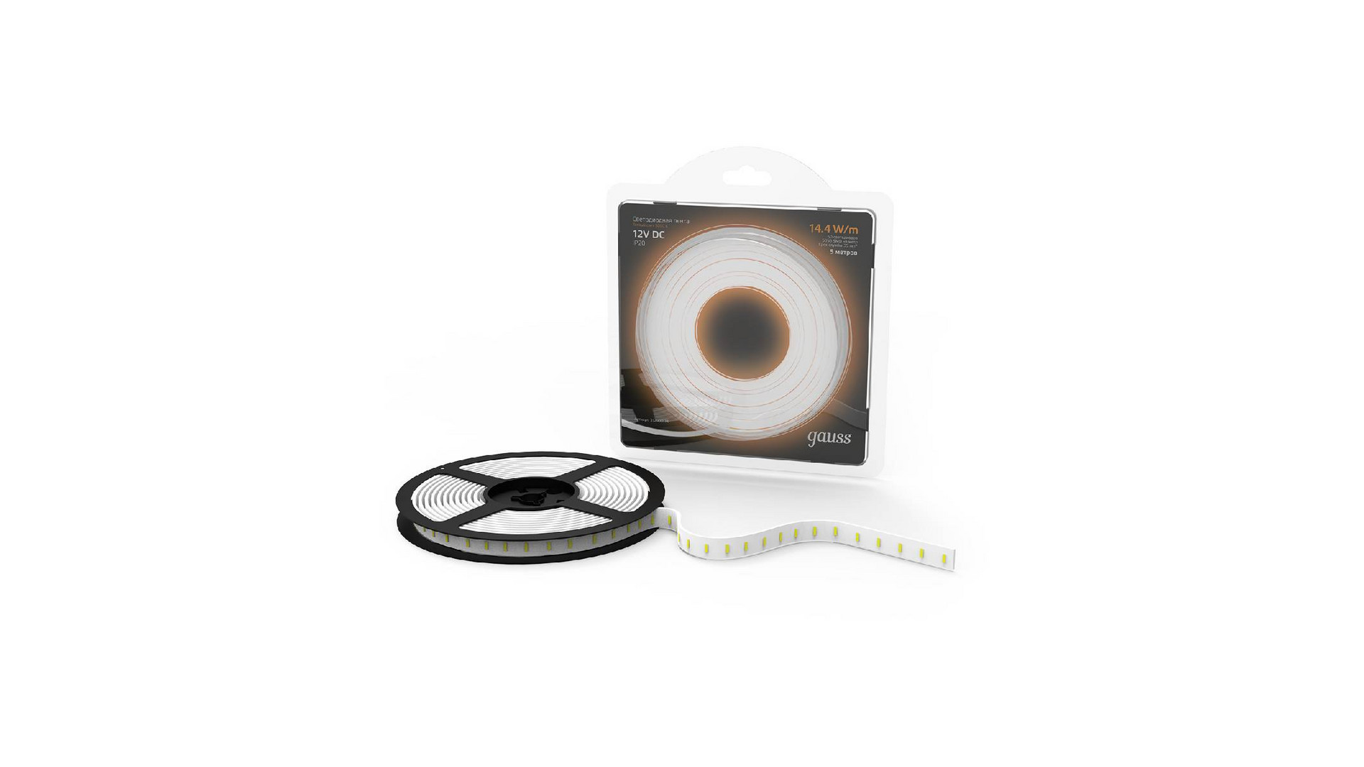Светодиодная лента Gauss 14,4W/m 60LED/m 5050SMD теплый белый 5M 312000114